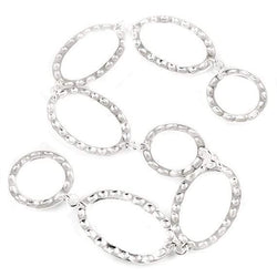 19mm & 29x19mm Sterling Silver plated Copper Hammered Circle and Oval Beads 8 pieces *DISCONTINUED* (ONLINE ORDER ONLY)