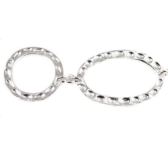 19mm & 29x19mm Sterling Silver plated Copper Hammered Circle and Oval Beads 8 pieces *DISCONTINUED* (ONLINE ORDER ONLY)