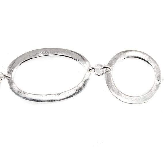 19mm & 29x19mm Sterling Silver plated Copper Hammered Circle and Oval Beads 8 pieces *DISCONTINUED* (ONLINE ORDER ONLY)