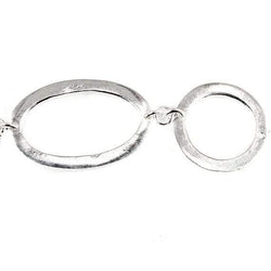 19mm & 29x19mm Sterling Silver plated Copper Hammered Circle and Oval Beads 8 pieces *DISCONTINUED* (ONLINE ORDER ONLY)