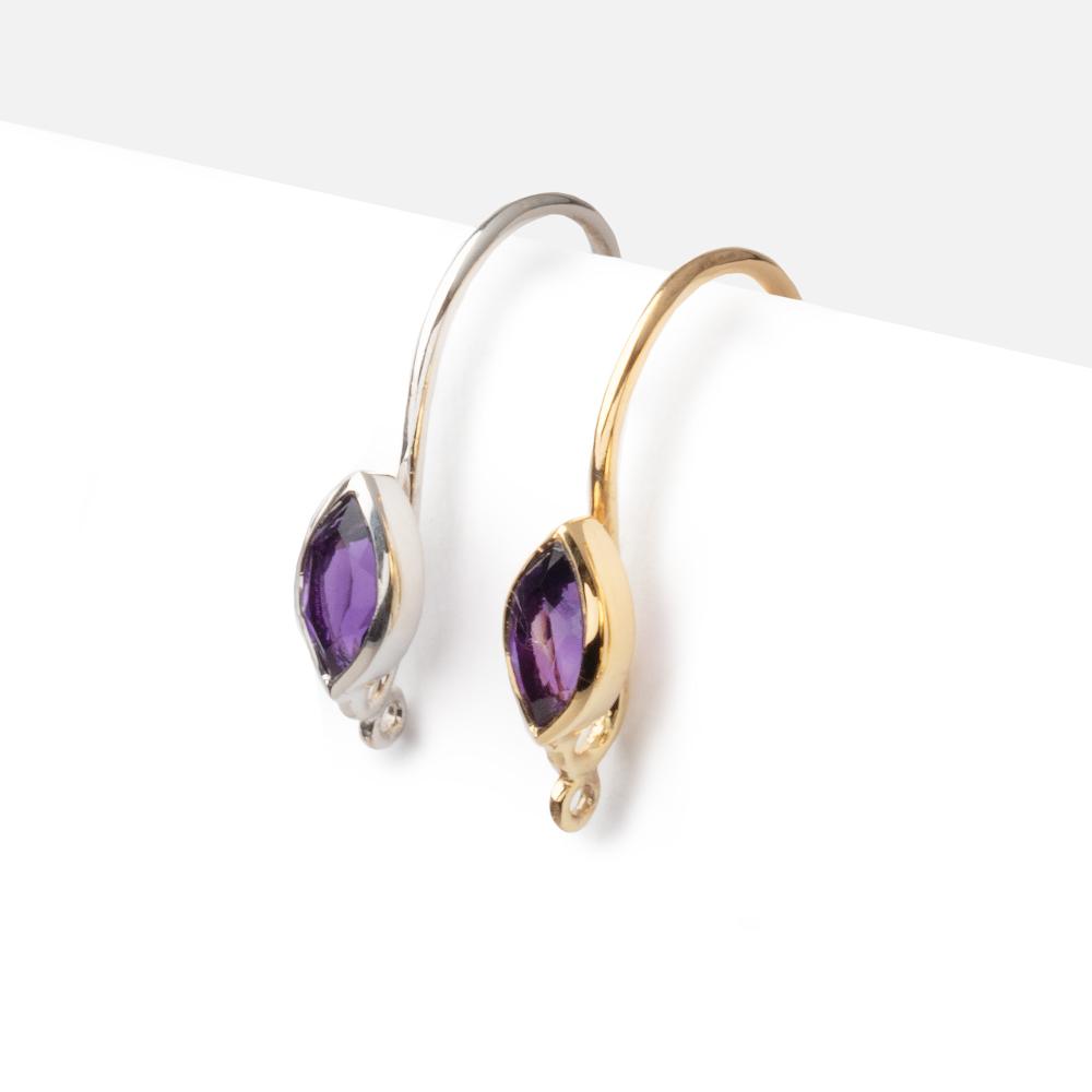 19mm African Amethyst Marquise Ear Wire Set of 2 pieces (ONLINE ORDER ONLY)