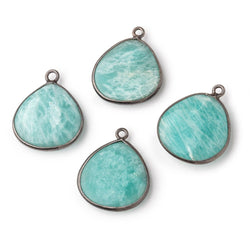 19mm Black Gold .925 Bezel Amazonite Plain Heart Pendant 1 Focal Bead (ONLINE ORDER ONLY)