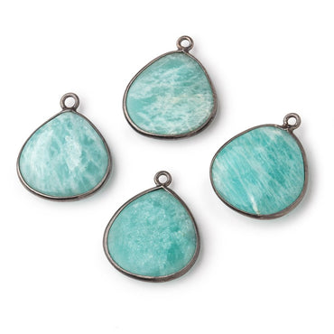 19mm Black Gold .925 Bezel Amazonite Plain Heart Pendant 1 Focal Bead (ONLINE ORDER ONLY)