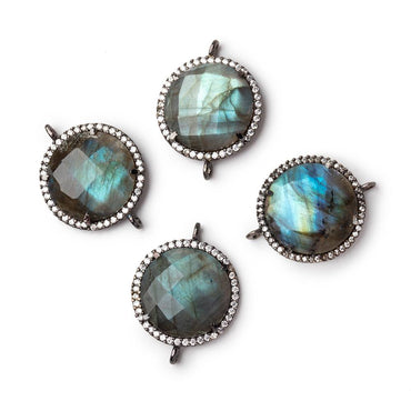 19mm Black Gold CZ Bezel Labradorite Coin Connector 1 Focal (ONLINE ORDER ONLY)