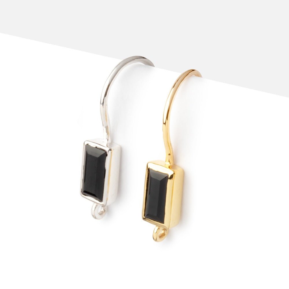 19mm Black Spinel Baguette Ear Wire Set of 2 pieces (ONLINE ORDER ONLY)