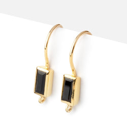 19mm Black Spinel Baguette Ear Wire Set of 2 pieces (ONLINE ORDER ONLY)