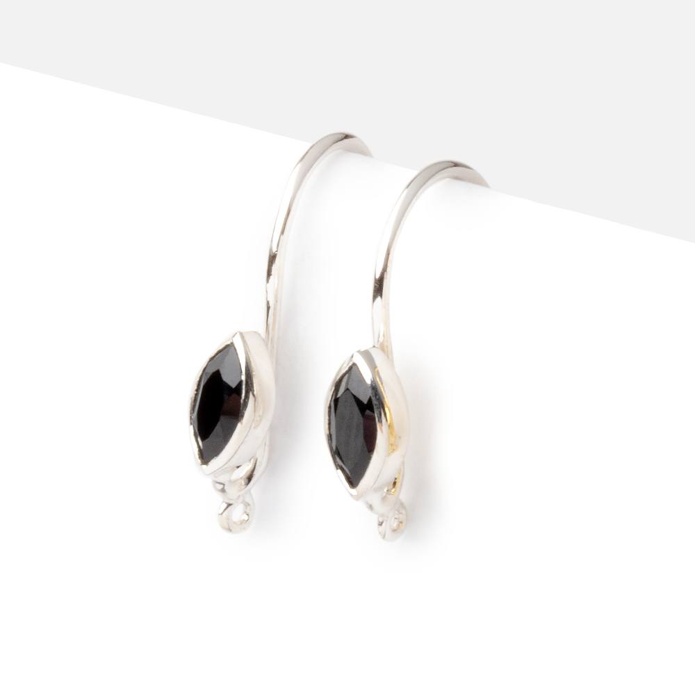 19mm Black Spinel Marquise Ear Wire Set of 2 pieces (ONLINE ORDER ONLY)