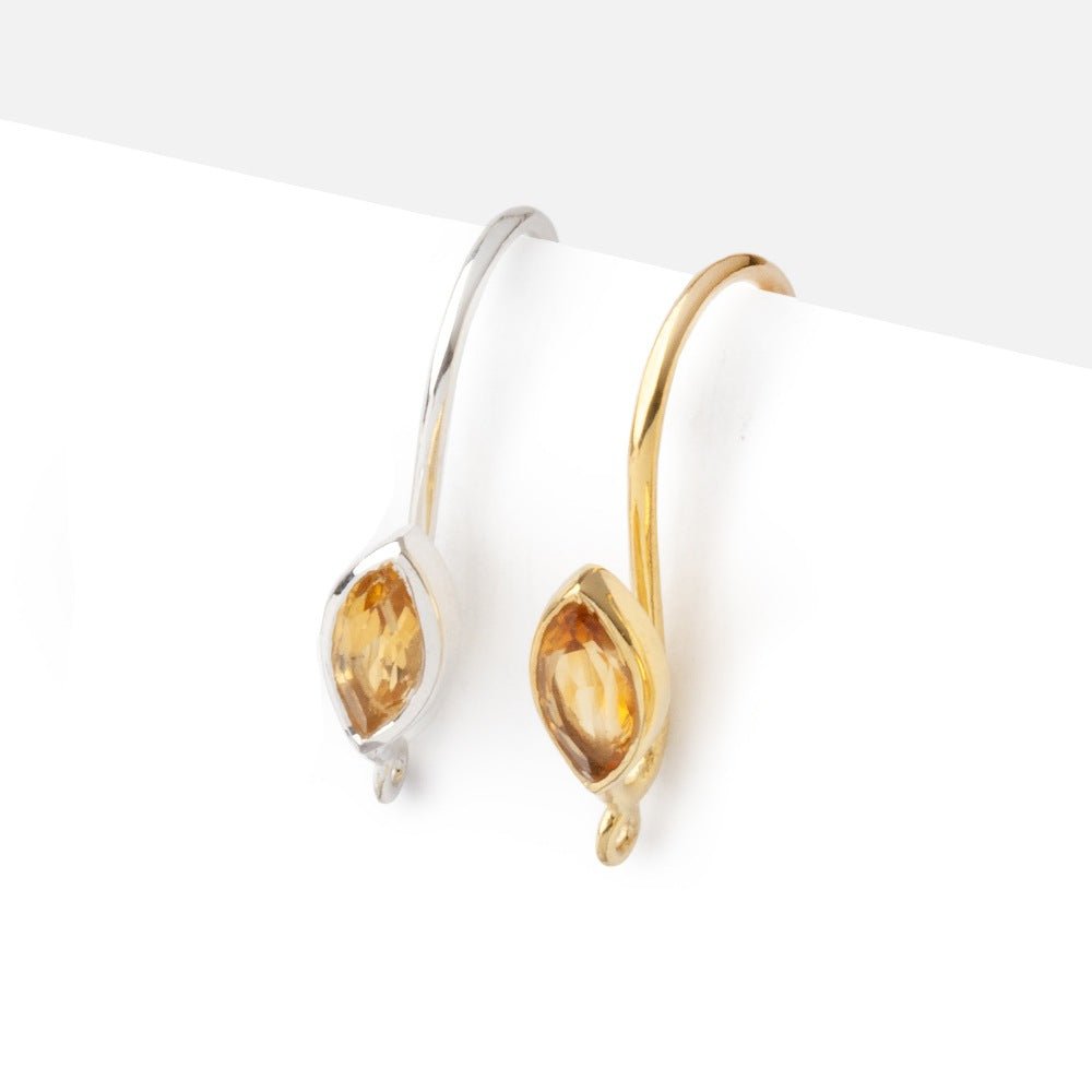 19mm Citrine Marquise Ear Wire Set of 2 pieces (ONLINE ORDER ONLY)