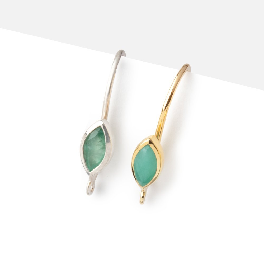 19mm Emerald Marquise Ear Wire Set of 2 pieces (ONLINE ORDER ONLY)