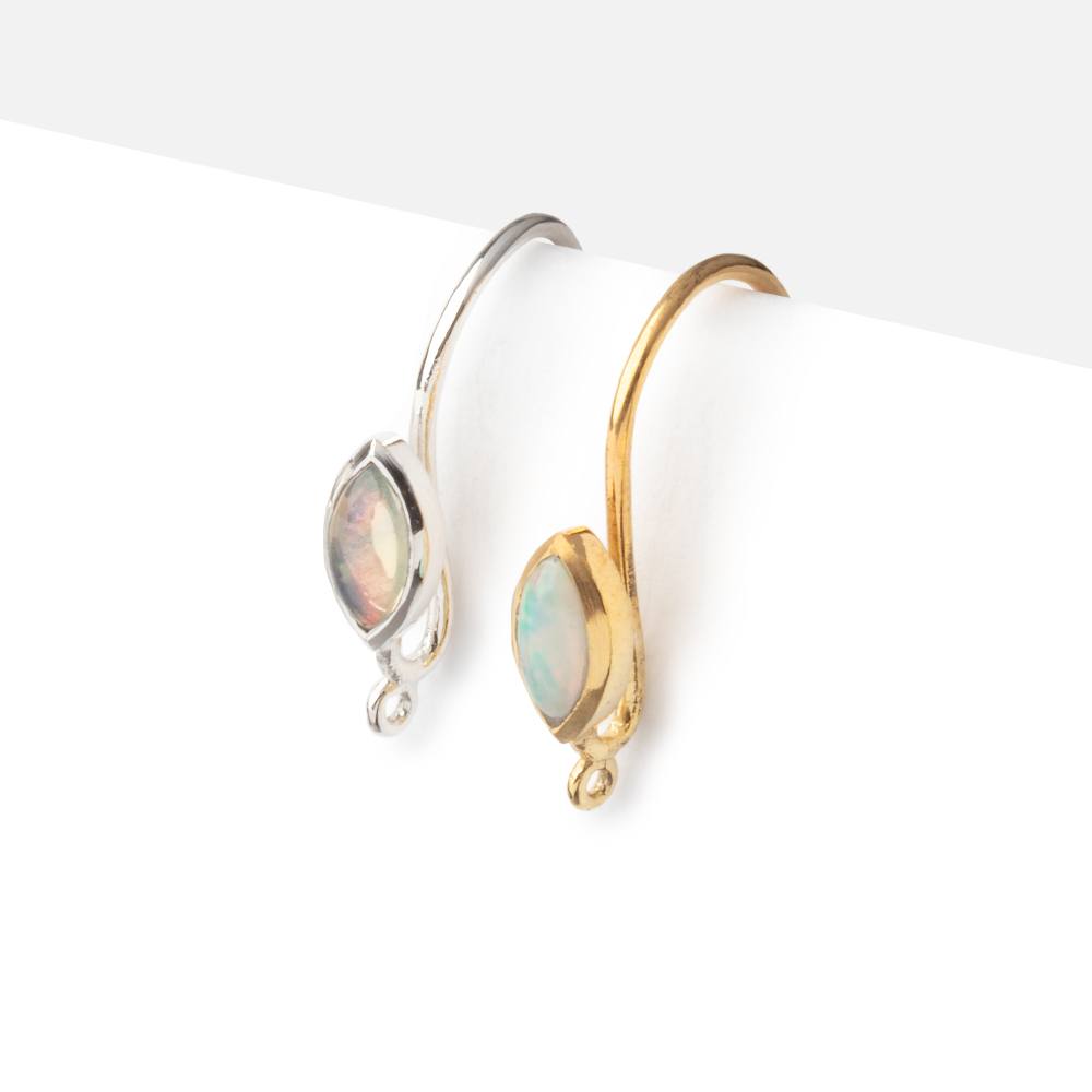 19mm Ethiopian Opal Plain Marquise Ear Wire Set of 2 pieces (ONLINE ORDER ONLY)