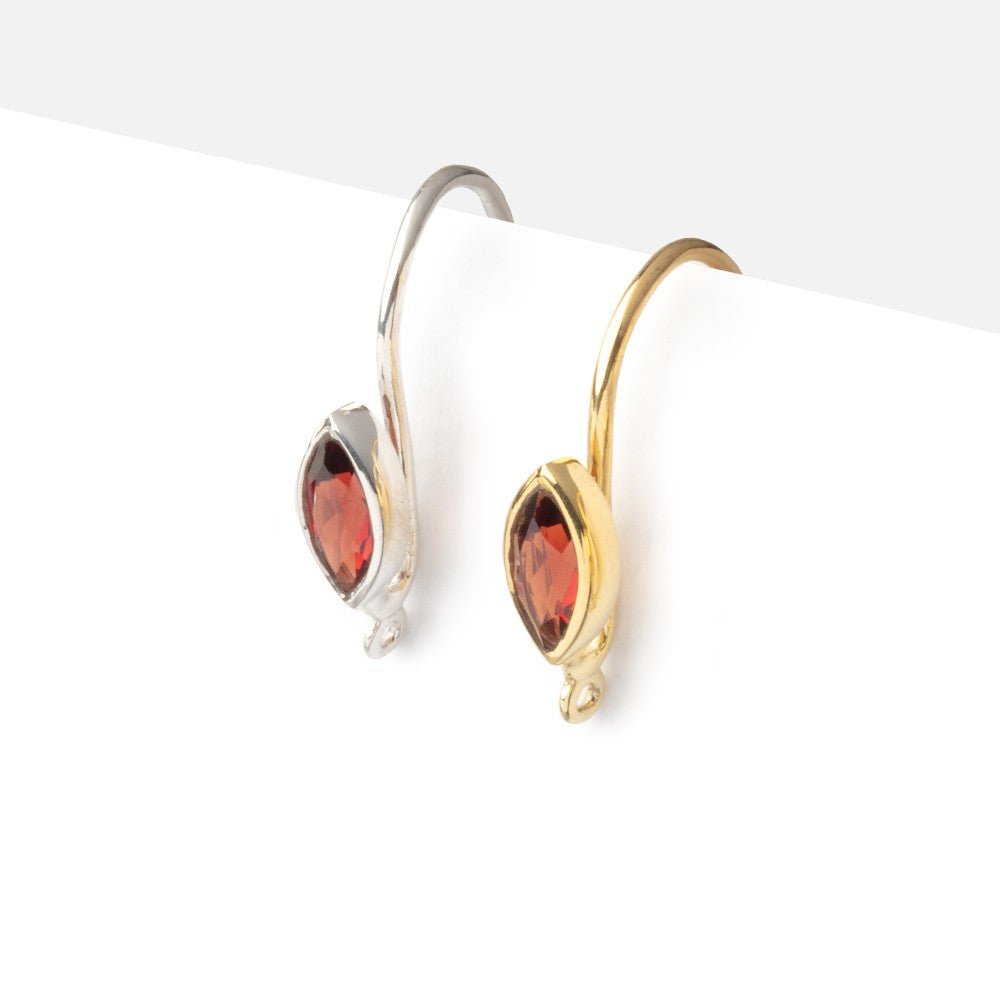 19mm Garnet Marquise Ear Wire Set of 2 pieces (ONLINE ORDER ONLY)