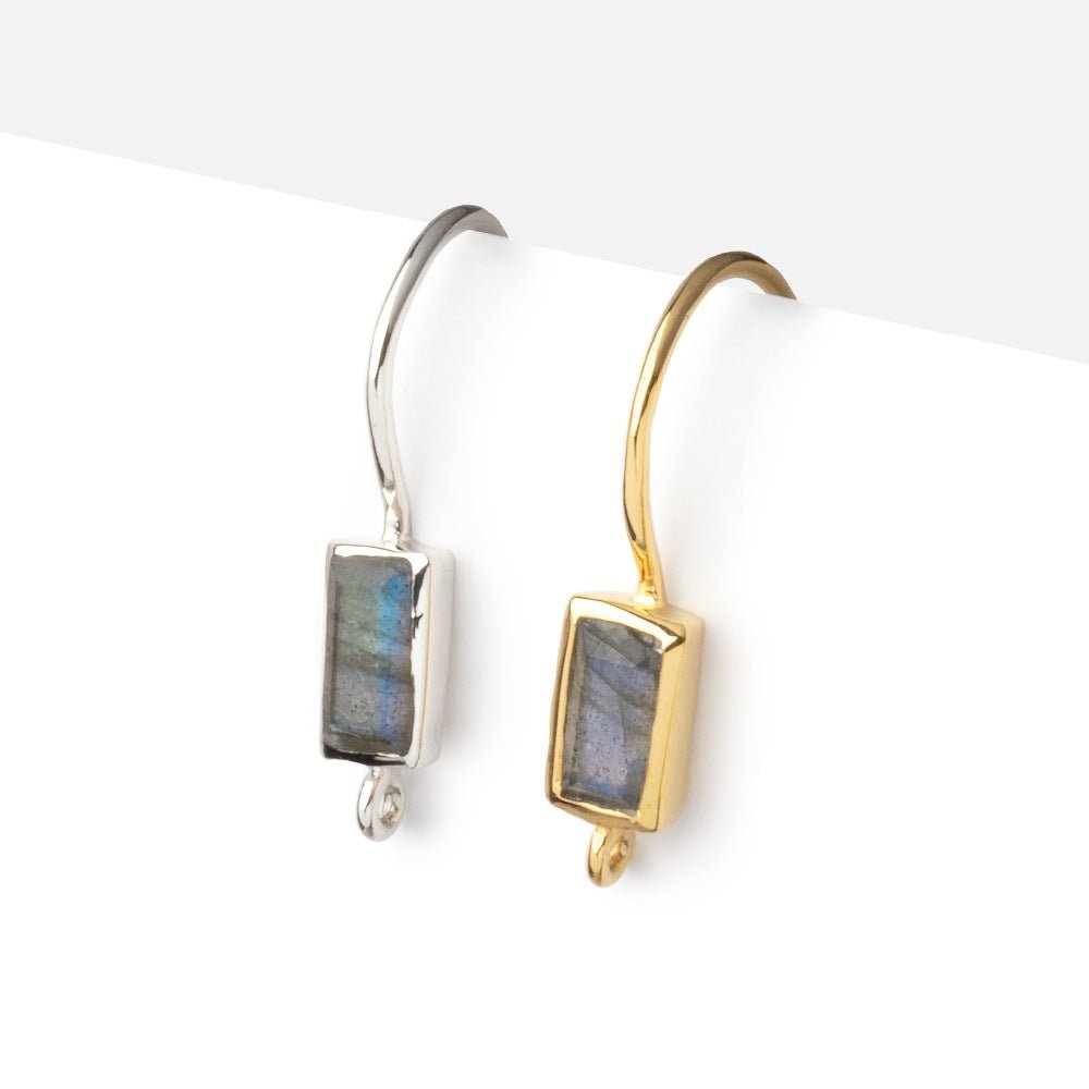 19mm Labradorite Baguette Ear Wire Set of 2 pieces (ONLINE ORDER ONLY)