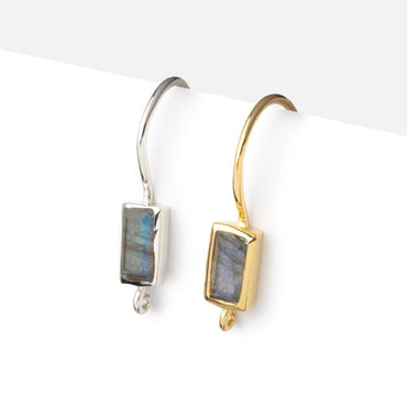19mm Labradorite Baguette Ear Wire Set of 2 pieces (ONLINE ORDER ONLY)
