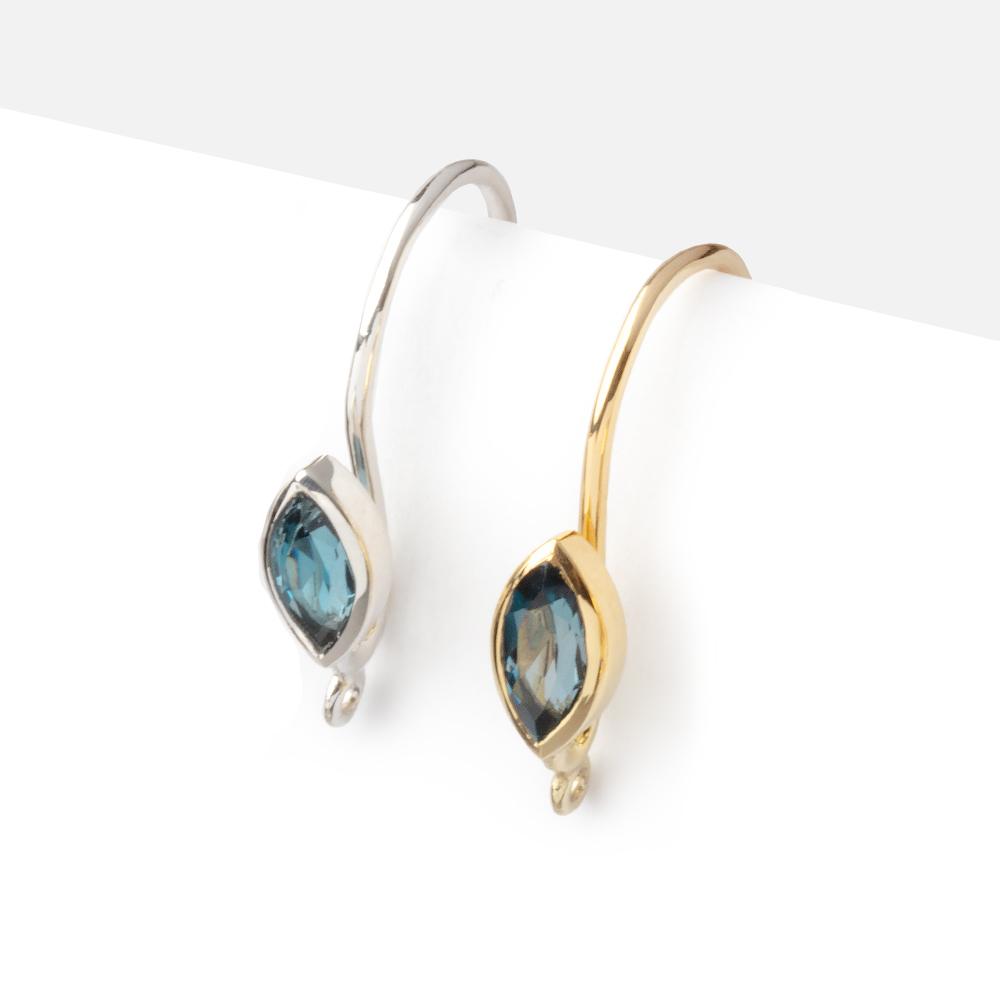 19mm London Blue Topaz Marquise Ear Wire Set of 2 pieces (ONLINE ORDER ONLY)