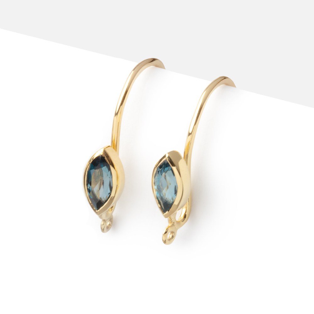 19mm London Blue Topaz Marquise Ear Wire Set of 2 pieces (ONLINE ORDER ONLY)