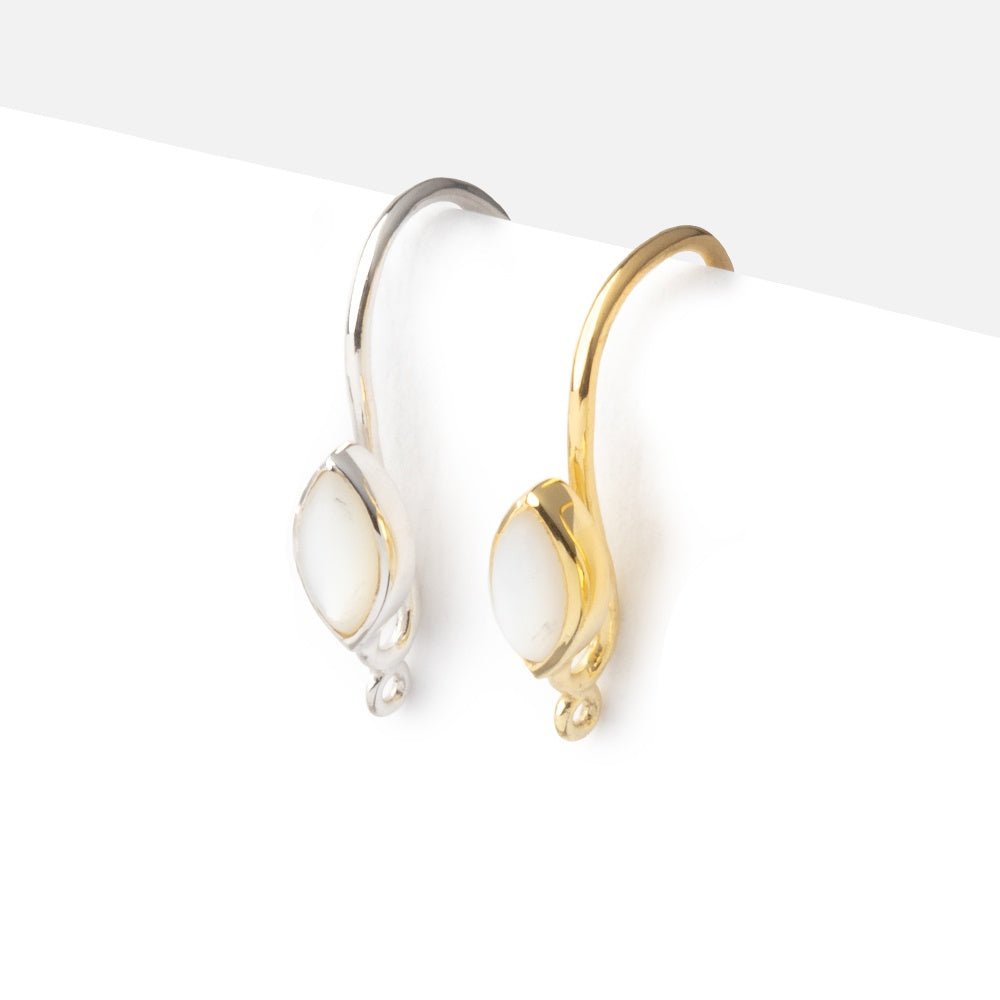 19mm Mother of Pearl Plain Marquise Ear Wire Set of 2 pieces (ONLINE ORDER ONLY)