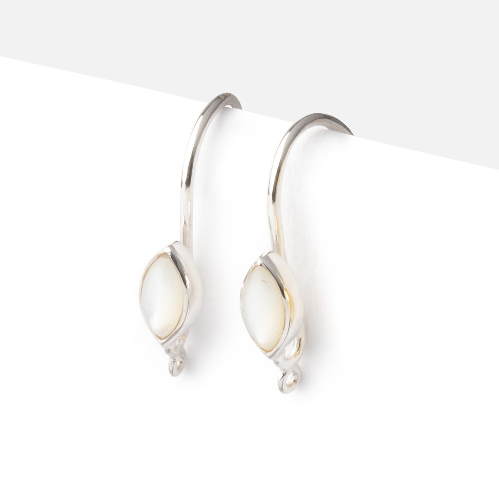 19mm Mother of Pearl Plain Marquise Ear Wire Set of 2 pieces (ONLINE ORDER ONLY)