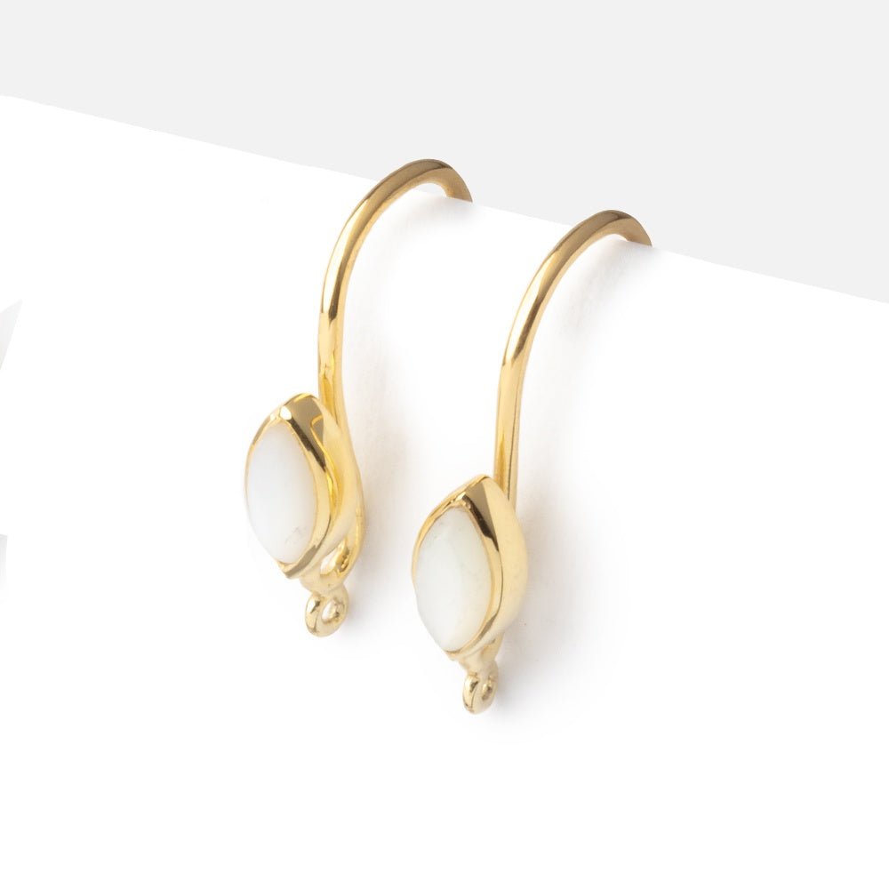19mm Mother of Pearl Plain Marquise Ear Wire Set of 2 pieces (ONLINE ORDER ONLY)