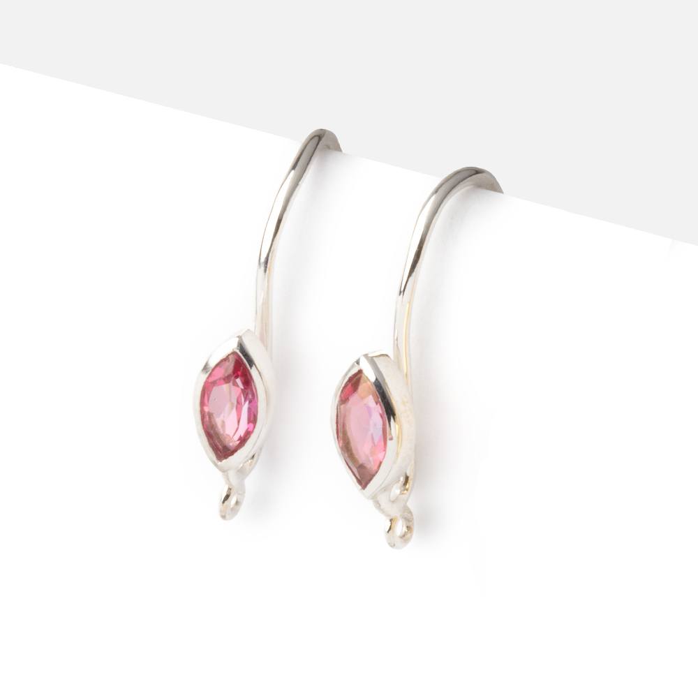 19mm Pink Topaz Marquise Ear Wire Set of 2 pieces (ONLINE ORDER ONLY)