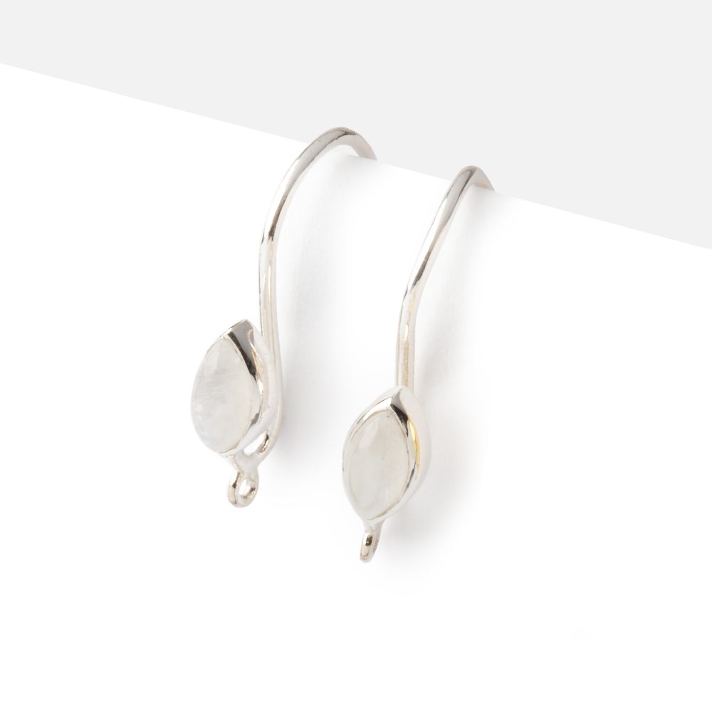 19mm Rainbow Moonstone Plain Marquise Ear Wire Set of 2 pieces (ONLINE ORDER ONLY)