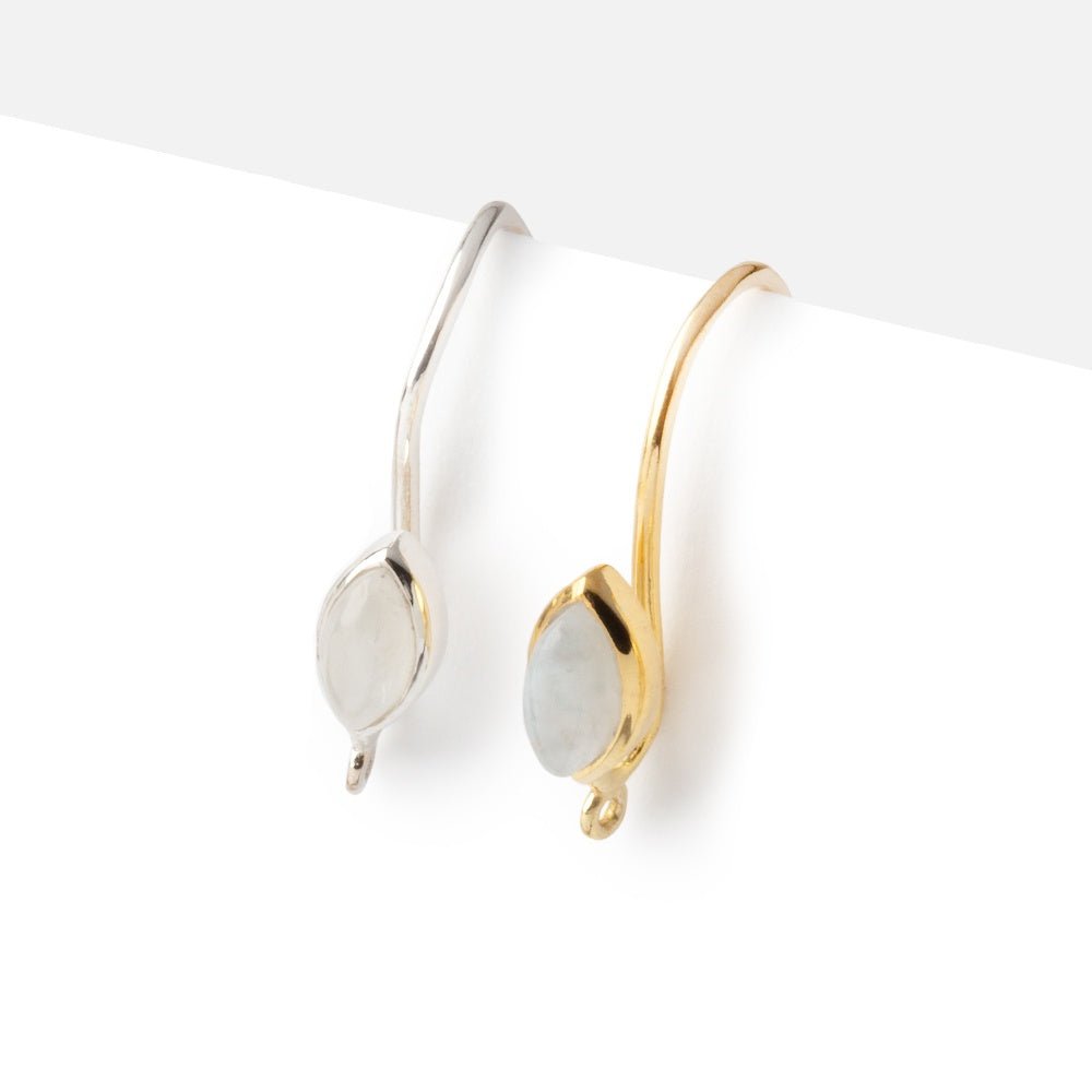 19mm Rainbow Moonstone Plain Marquise Ear Wire Set of 2 pieces (ONLINE ORDER ONLY)