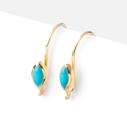 19mm Turquoise Plain Marquise Ear Wire Set of 2 pieces (ONLINE ORDER ONLY)