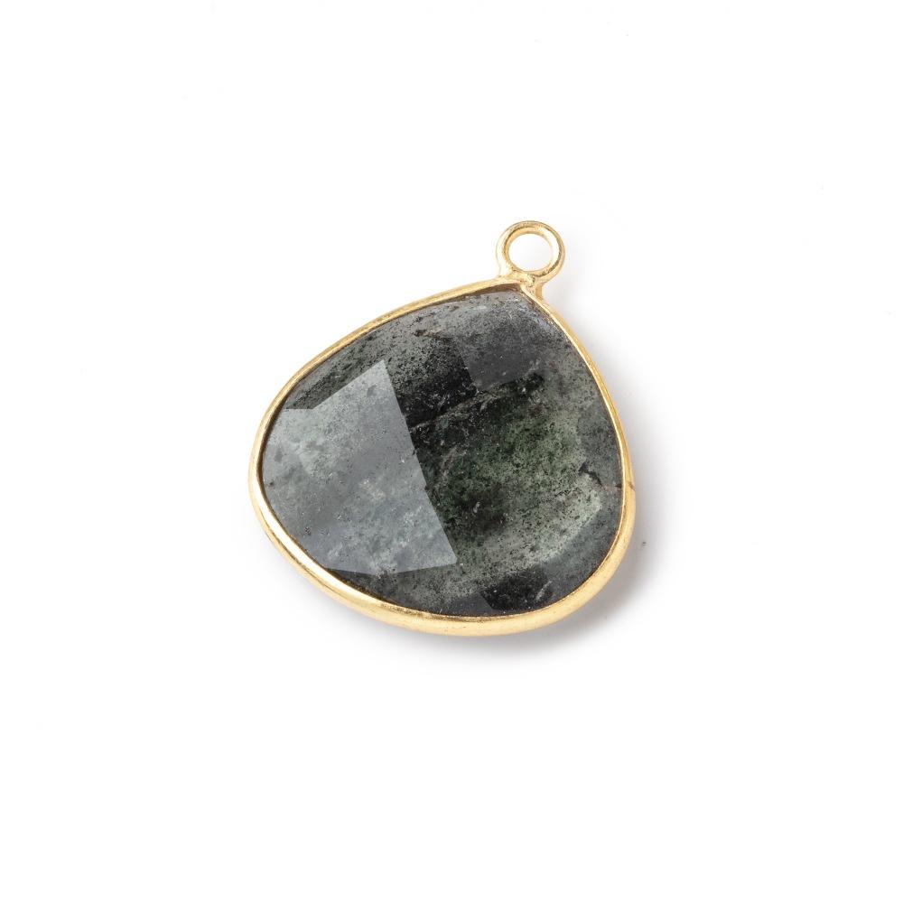 19mm Vermeil Bezel Moss Quartz Faceted Heart Pendant 1 Focal Piece (ONLINE ORDER ONLY)