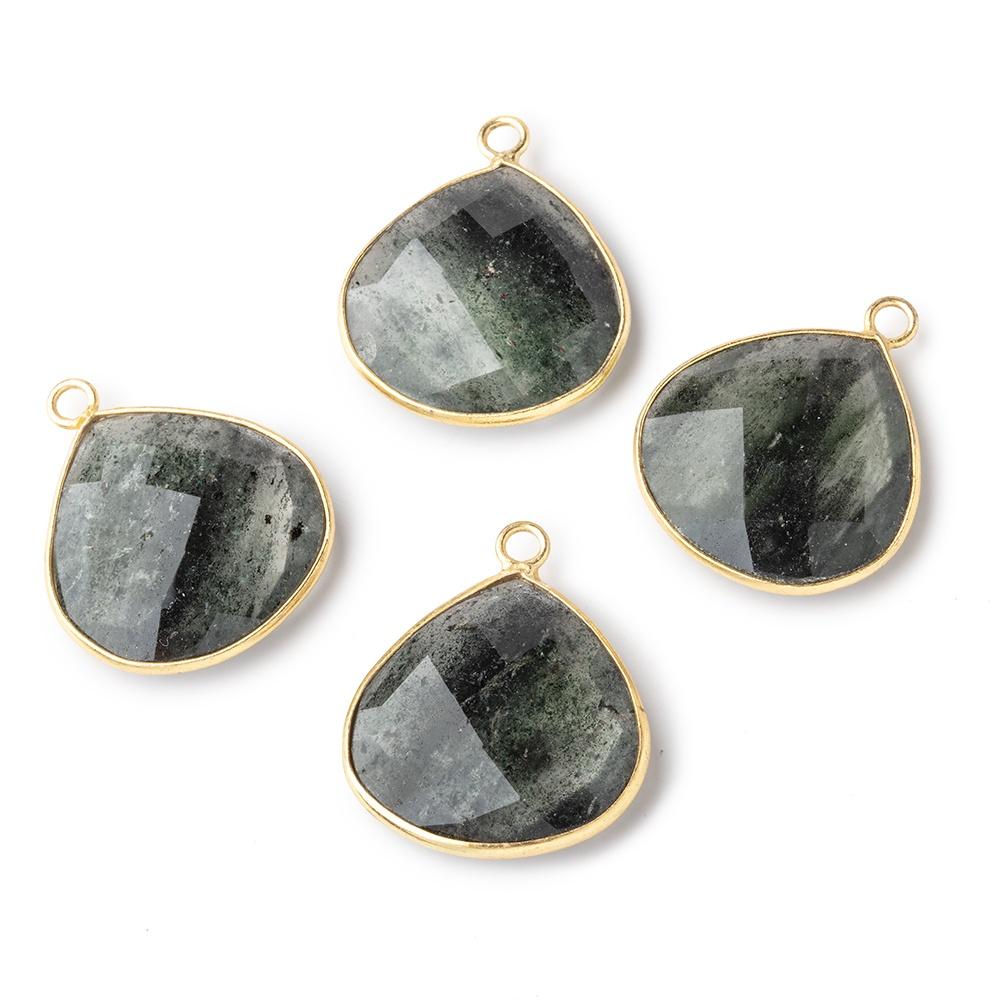 19mm Vermeil Bezel Moss Quartz Faceted Heart Pendant 1 Focal Piece (ONLINE ORDER ONLY)