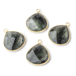 19mm Vermeil Bezel Moss Quartz Faceted Heart Pendant 1 Focal Piece (ONLINE ORDER ONLY)