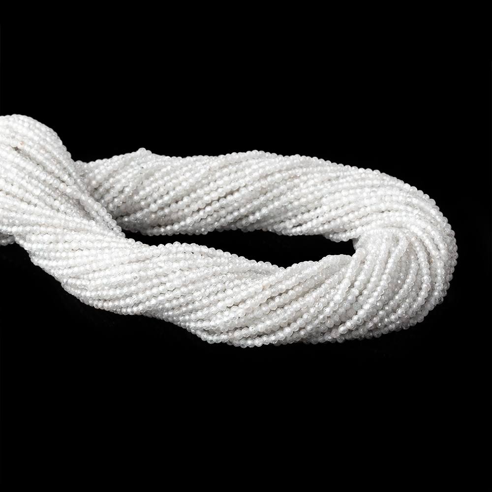 1.9mm White Zircon Micro Faceted Rondelles 12.5 inch 196 beads (ONLINE ORDER ONLY)