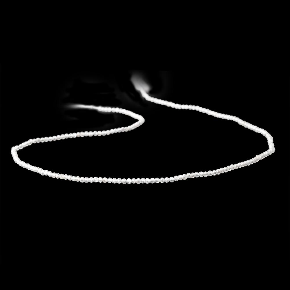 1.9mm White Zircon Micro Faceted Rondelles 12.5 inch 196 beads (ONLINE ORDER ONLY)