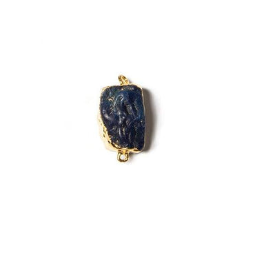 19x10.5mm Gold Leafed Blue Agate Hammer Faceted Rectangle Connector (ONLINE ORDER ONLY)