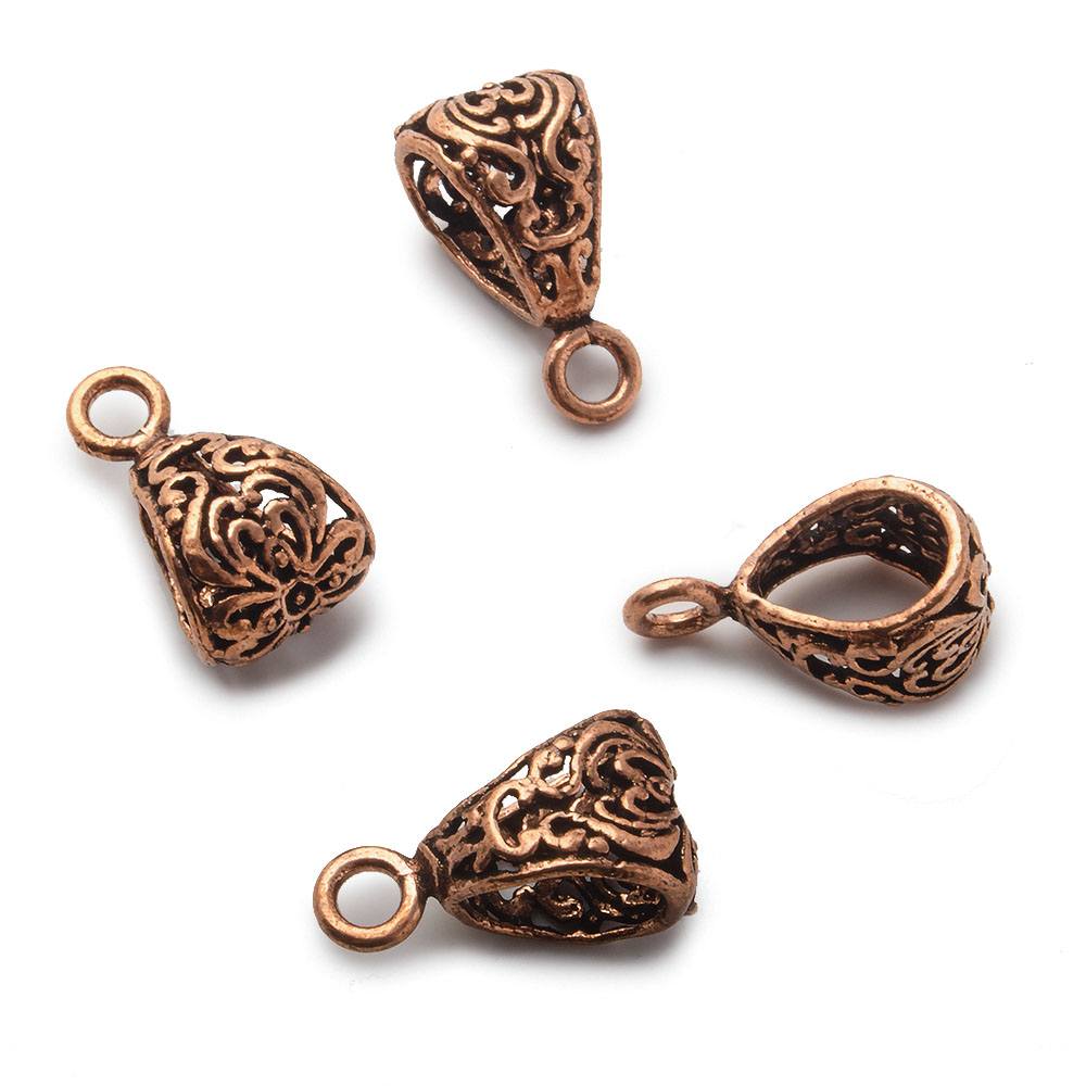 19x10mm Copper Bail with Victorian Floral Set of 4 (ONLINE ORDER ONLY)