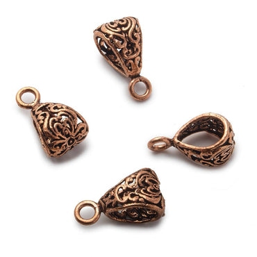 19x10mm Copper Bail with Victorian Floral Set of 4 (ONLINE ORDER ONLY)