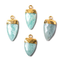 19x10mm Gold Leafed Amazonite faceted Point Pendant 1 piece (ONLINE ORDER ONLY)