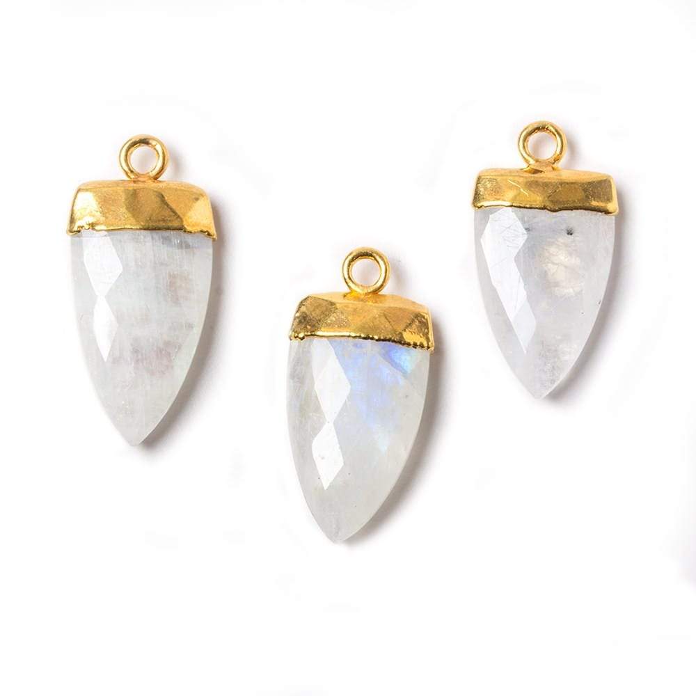 19x10mm Gold Leafed Rainbow Moonstone faceted Point Pendant 1 piece (ONLINE ORDER ONLY)