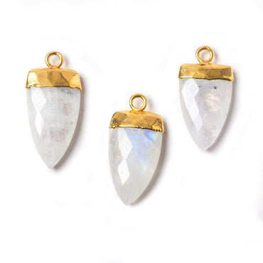 19x10mm Gold Leafed Rainbow Moonstone faceted Point Pendant 1 piece (ONLINE ORDER ONLY)