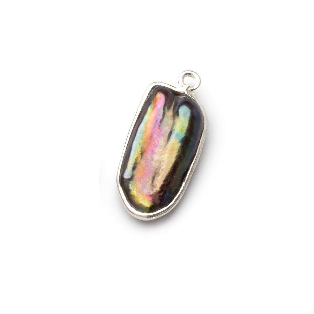 19x10mm Sterling Silver Bezel Peacock Biwa Pearl Pendant 1 piece (ONLINE ORDER ONLY)