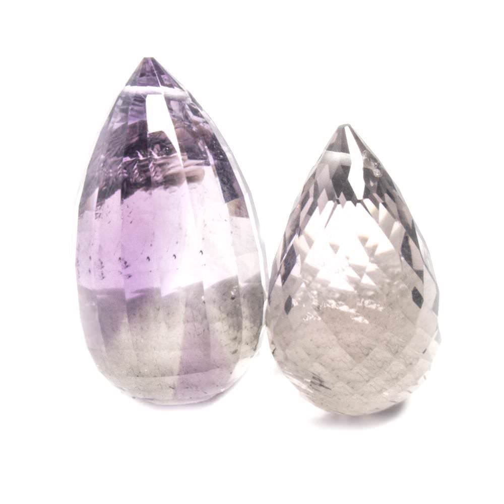 19x11-23x13mm Amethyst Faceted Tear Drop Focal Bead Set of 2 (ONLINE ORDER ONLY)