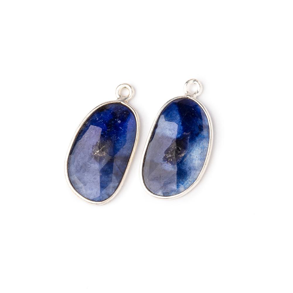 19x11.5mm .925 Silver Bezel Kyanite Faceted Freeform Set of 2 Pendants (ONLINE ORDER ONLY)