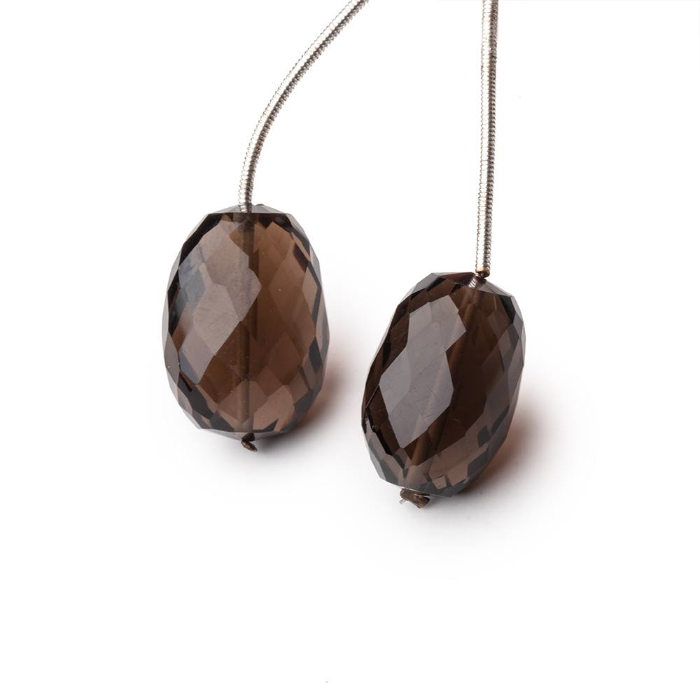 19x12-20x13mm Smoky Quartz Faceted Nugget Focals Set of 2 Beads (ONLINE ORDER ONLY)