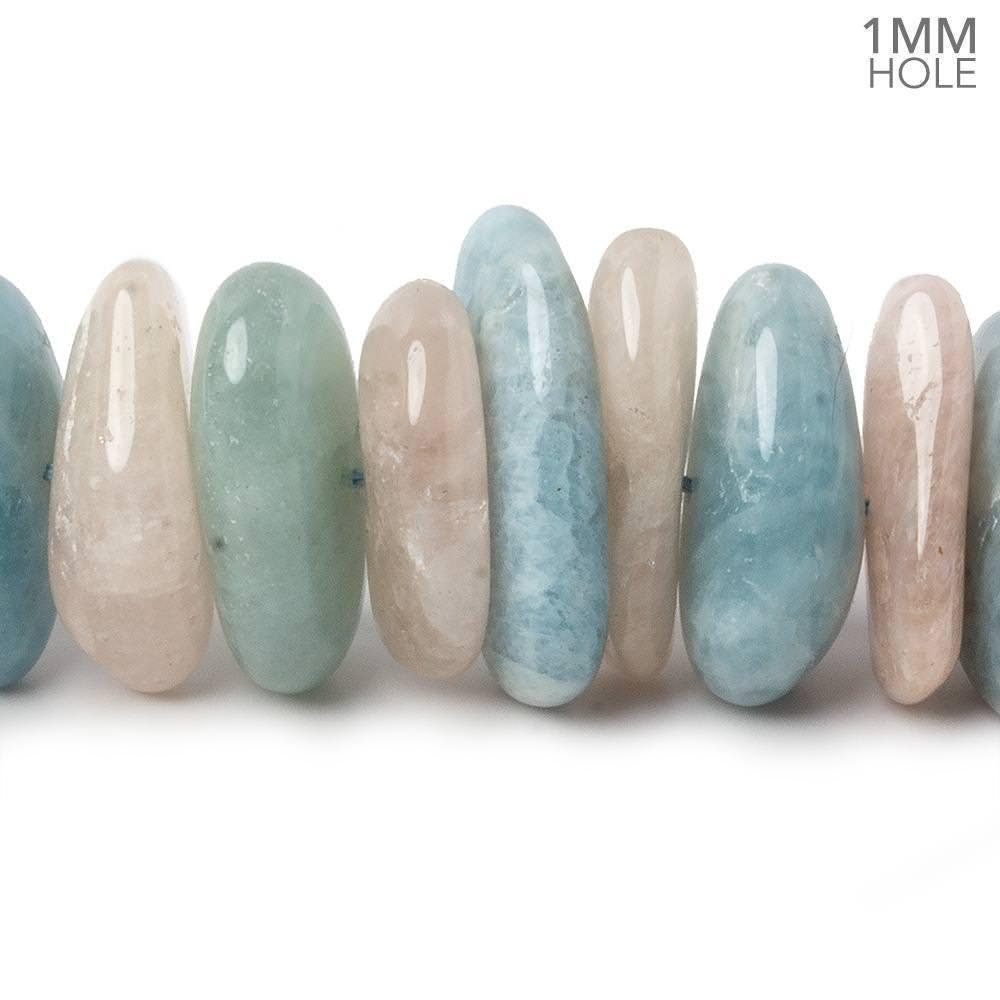 19x12-24x17mm Multi Beryl center drilled elongated plain nuggets 16 inch 64 large hole beads AA (ONLINE ORDER ONLY)