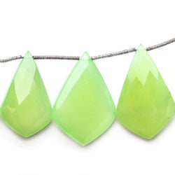 19x12-31x21mm Lime Green Chalcedony Modified Faceted Pears 9 inch 13 Beads (ONLINE ORDER ONLY)