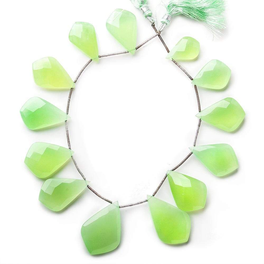 19x12-31x21mm Lime Green Chalcedony Modified Faceted Pears 9 inch 13 Beads (ONLINE ORDER ONLY)