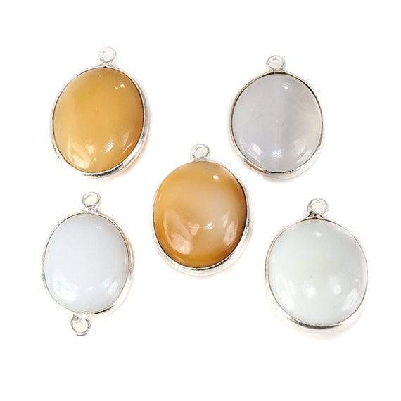 19x13-20x12mm Silver Bezeled Opal Oval Set of 5 focal beads (ONLINE ORDER ONLY)