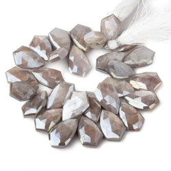 19x13-22x13mm Mystic Light Platinum Grey Moonstone Faceted Shields 8 inch 28 beads (ONLINE ORDER ONLY)