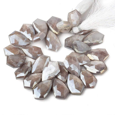 19x13-22x13mm Mystic Light Platinum Grey Moonstone Faceted Shields 8 inch 28 beads (ONLINE ORDER ONLY)