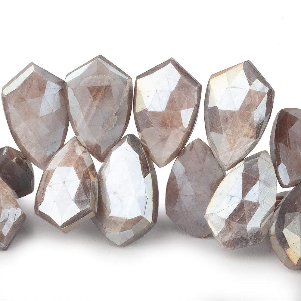 19x13-22x13mm Mystic Light Platinum Grey Moonstone Faceted Shields 8 inch 28 beads (ONLINE ORDER ONLY)