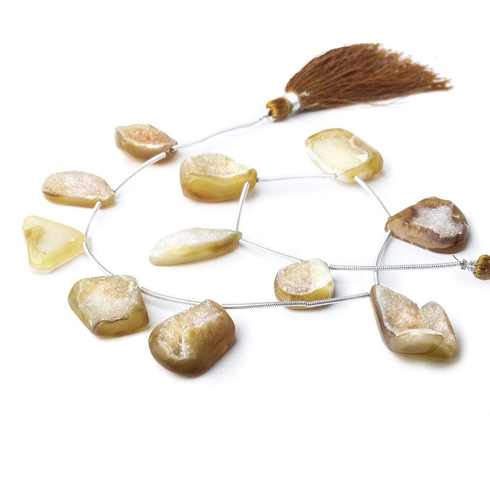 19x14-31x17mm Caramel Brown Agate Drusy Freeform Beads 11 pieces (ONLINE ORDER ONLY)