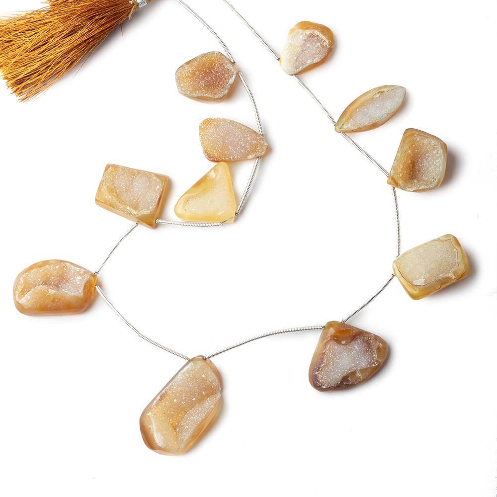 19x14-31x17mm Caramel Brown Agate Drusy Freeform Beads 11 pieces (ONLINE ORDER ONLY)